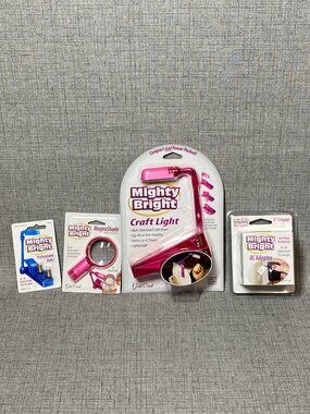 NEW Mighty Bright Clip-On Readers Light Pink AC Adapter Bulbs Magnifying Glass
